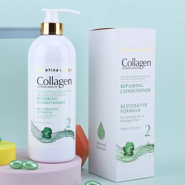 Private Label 800ml Collagen Complex Essence Hair Care Set Shampoo Conditioner for Hair Repair - Image 3