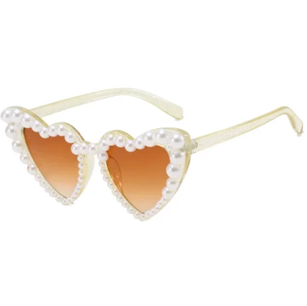 Outdoor Heart Sunglasses for Women UV400 Eyewear Beach Pearls Sun Glasses Heart Shaped Party Glasses Shades - Image 6