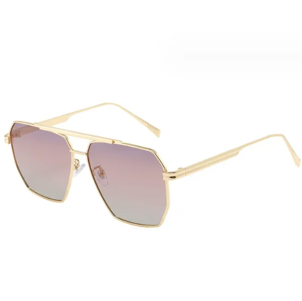 2023 New Retro Large Metal Frame Double Bridge Vintage Oversized Square Sunglasses Classic Polarized Shades for Women - Image 3