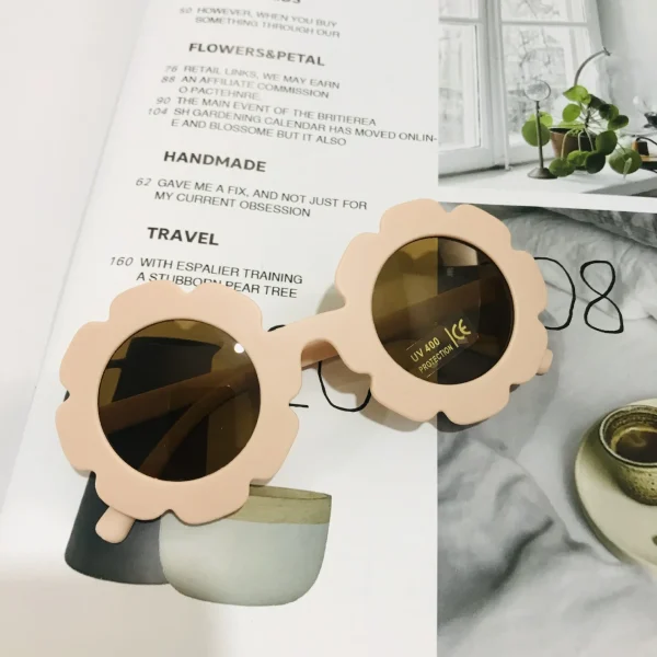 F202 Vintage Cute Kids Girl Sunglasses Round Flower Baby Children Uv400 Sun Glasses Girls Boys Fashion Sunglasses - Image 4