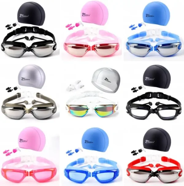 Wholesale Swimming Cap With Goggles Set Anti-Fog Glasses With Earplugs Nose Clip Silicone Swim Glasses Gafas De Piscina - Image 5