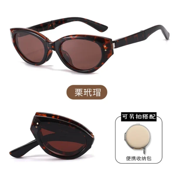 Cat Eye Foldable Sunglasses for Women Men Polarized UV 400 Protection Folding Sun Glasses 2025 Fashion Eyewear - Image 4