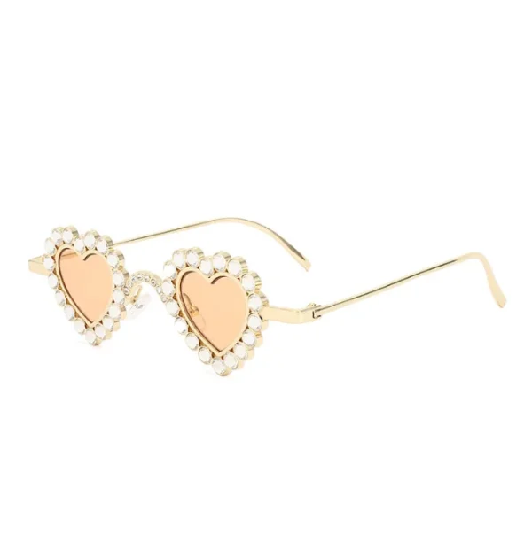 Vintage Metal Frame Heart Shape Rhinestones Sunglasses Women Love Sun Glasses for Men Punk Shades - Image 3
