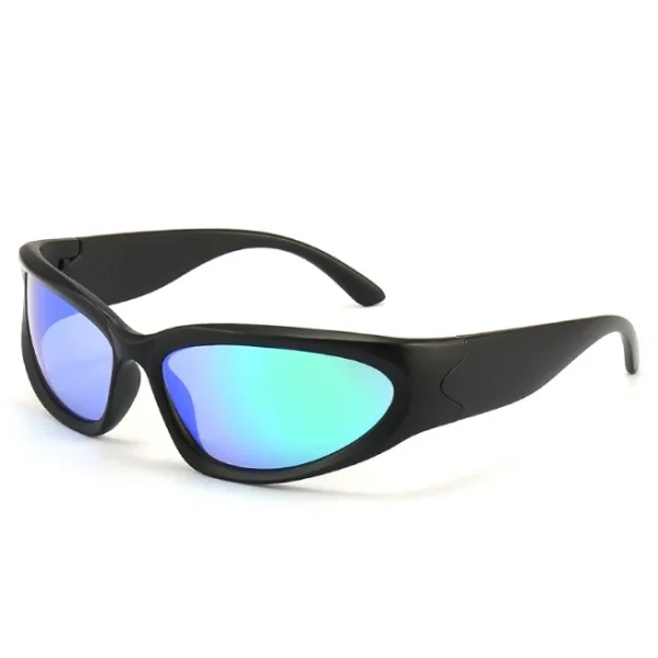 Y2K Wrap Around Fashion Sunglasses for Women Men Oval Dark Futuristic Sun Glasses UV400 Outdoor Sport  Polarized Sunglasses - Image 2