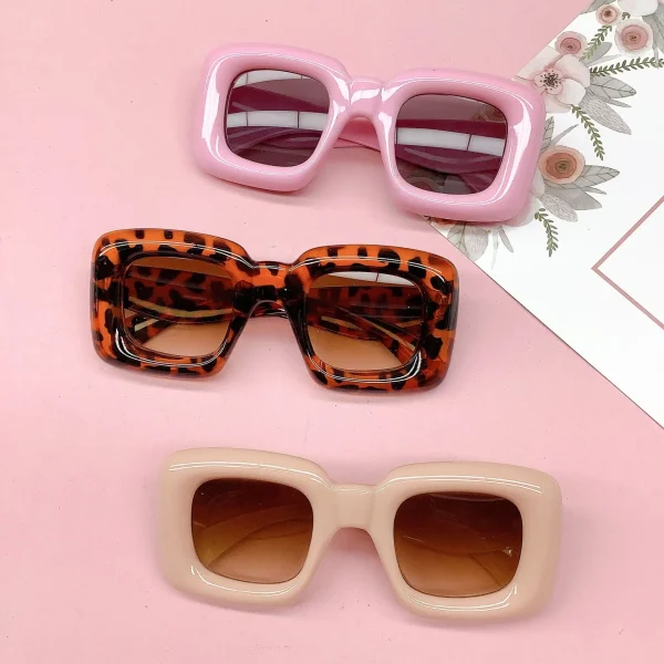 2023 Fashion Candy Color CatEye Y2K Sun Glasses for Kids Brand Design Thick Inflated Sunglasses Toddler Punk Hip Hop Shades - Image 5