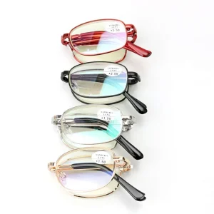 LMA 968 Popular Foldable Eyewear Blue Light Blocking Portable Retro Personality Metal HD Lens Reading Glasses 2024 Unisex