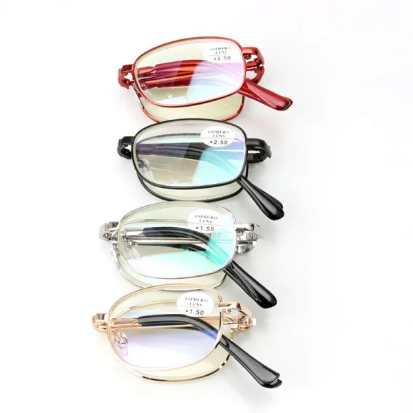 LMA 968 Popular Foldable Eyewear Blue Light Blocking Portable Retro Personality Metal HD Lens Reading Glasses 2024 Unisex