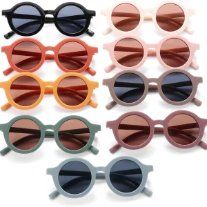 Fashion Children's Sunglasses Custom logo Cute Circle Frame Sun Glasses Frosted Round Frame Cute Sunglasses for Kids