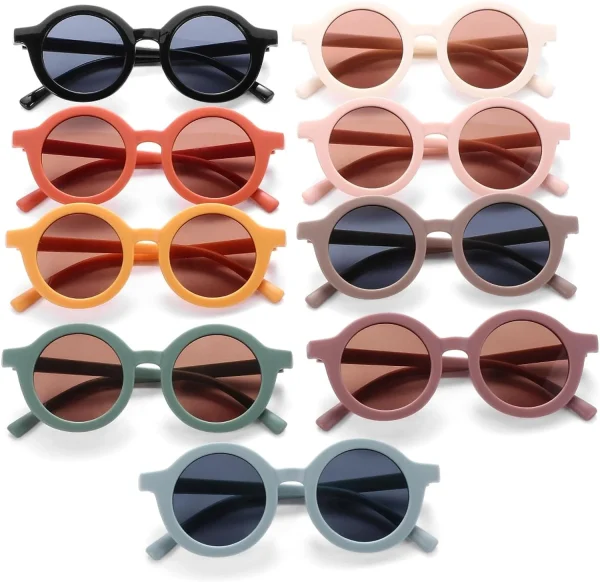 Fashion Children's Sunglasses Custom logo Cute Circle Frame Sun Glasses Frosted Round Frame Cute Sunglasses for Kids