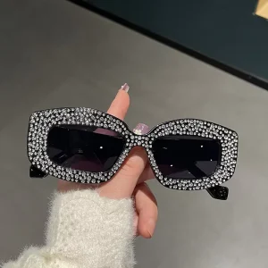 2025 New Polygonal Sunglasses Women Small Decorative Plastic Rhinestone Sun Glasses Fashion Eyewear UV400