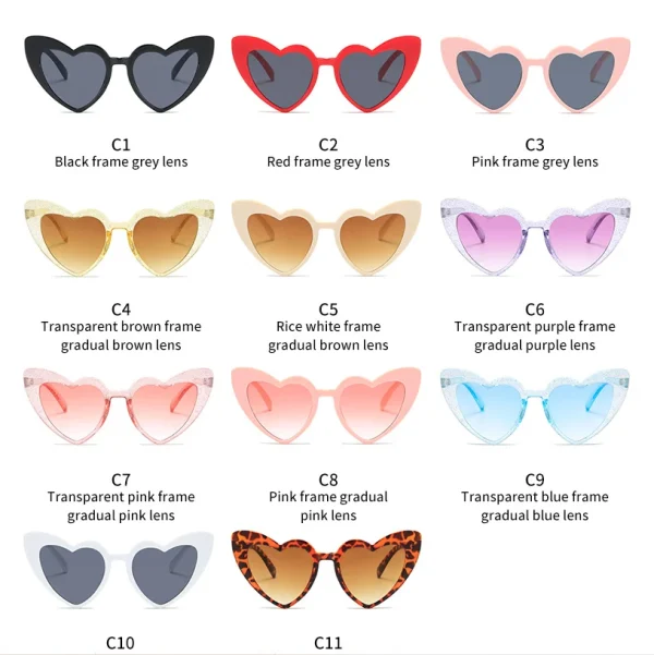 2024 Women Lentes De Sol Cat Eye Sun Glasses Female Retro Love Heart Shaped Glasses Ladies UV400 Protection Heart Sunglasses - Image 2