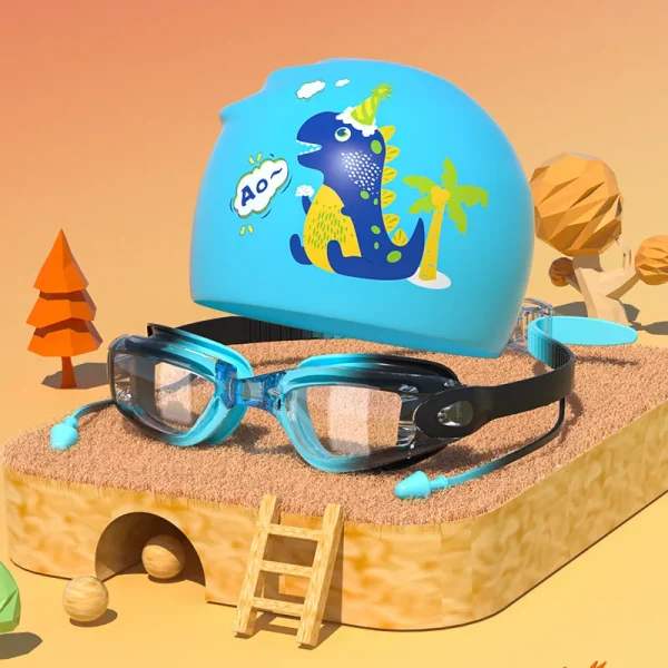 GD Popular Child Swim Suit Styles Anti Fog for Swimming Goggles and Cap for Kids - Image 5