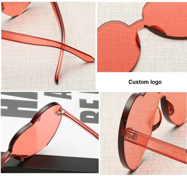 pink Heart Sunglasses Lentes De Sol Para Mujer Rimless Transparent Heart Glasses Colorful Lunettes Lunettes De Soleil De Coeur - Image 5