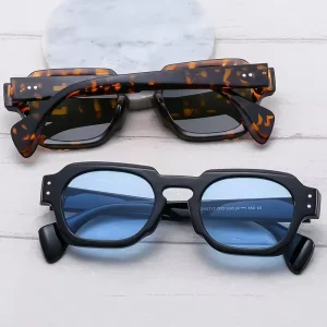 New Square Sunglasses Women Fashion Clear Ocean Lens Eyewear UV400 Fashion  Men Rivets Punk Sun Glasses