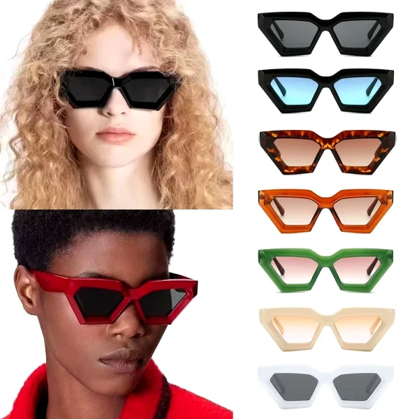 Vintage Cat Eye Sunglasses Women Men Cool Polygon Futuristic Sun Glasses UV400 Protection Shades Fashion Eyewear - Image 2