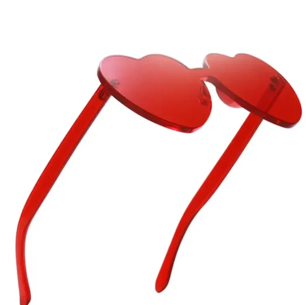 Pink Heart Shape Sunglasses Rimless Transparent Heart Glasses Colorful Party Favors Sun Glasses With Color Shades for Women - Image 4