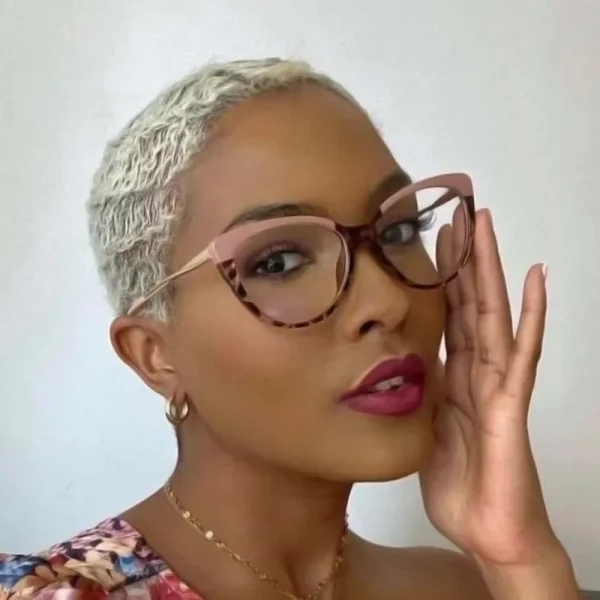 5018 AC Lens TR90 Metal Frame Eyeglasses Spring Leg Flat Light Mirror Retro Cat-eye Fashionable Anti-blue Light Glasses - Image 3