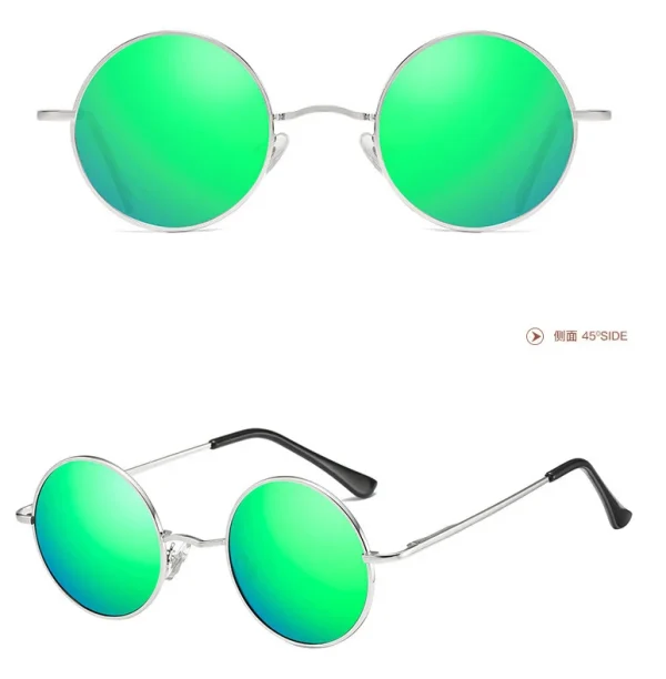 Retro Metal John Lennon Style Eyeglasses Men Women Outdoor Vintage Retro Lens Reflective Lens Round Shade Trendy Sunglasses - Image 5