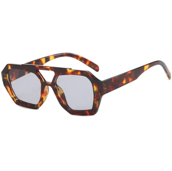 Retro Double Bridges Square Sunglasses Women Fashion Clear Ocean Lens Eyewear Trendy Polygon Sun Glasses - Image 6