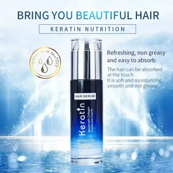 Natural Blue Keratin Nutrition Smooth Moisturizing Repair Damaged Keratin Hair Serum 80ml - Image 3