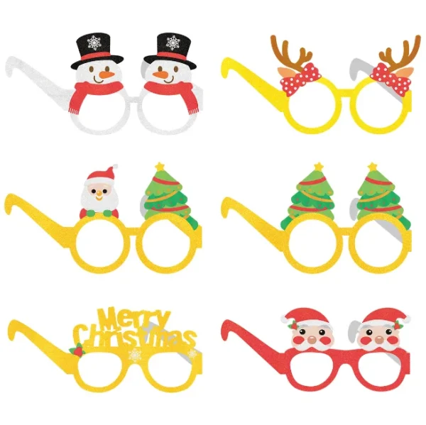 Funny Birthday Santa Reindeer Glitter Party Glasses Christmas Sunglasses Decoration Eyeglasses Vacation Holiday Paper Eyewear - Image 4