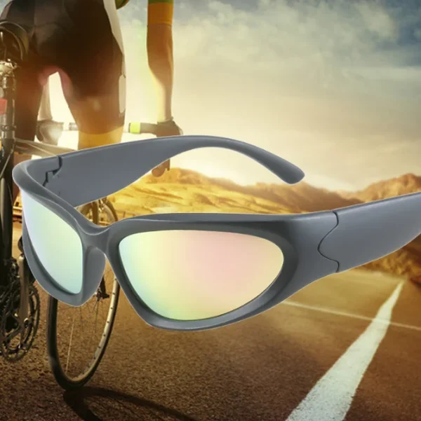 Y2K Cat Eye Sunglasses Men Punk Mirror Windproof Sport No Polarized Shades UV400 Fashion Women Outdoor Sports Sun Glasses - Image 2