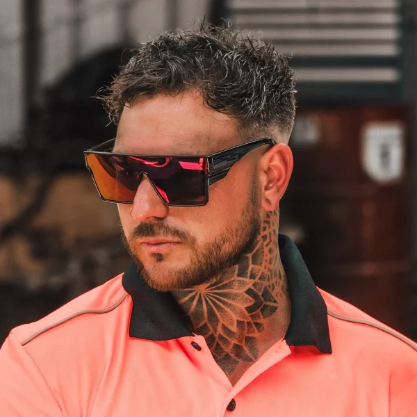 Lmamba 3408 Customized ANSI Z87 Designer High Quality Custom Logo Worker Sun Glasses Side Shield Safety Square Mirror Sunglasses - Image 2