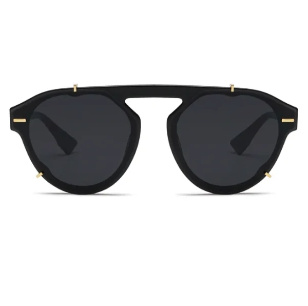 Women Men Vintage Round Sunglasses Flat Top Studded Frame Simple Sun Glasses Male Custom Logo Eyewear - Image 2