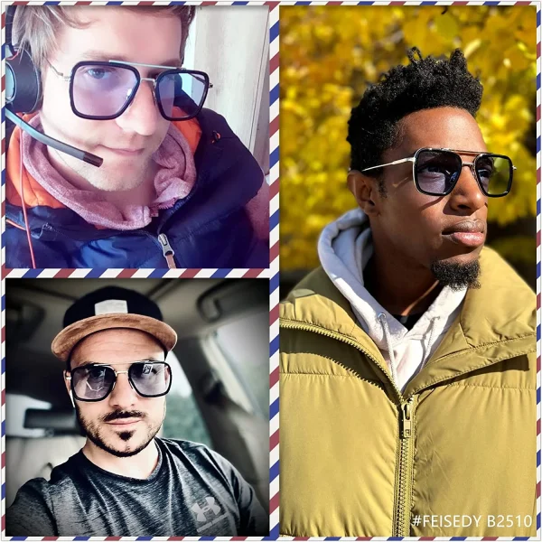 Vintage Square Sun Glasses Iron Man Fashion Sunglasses Pilot Lens Men and Women Double Bridge Sunglasses Lentes De Sol Hombre - Image 3
