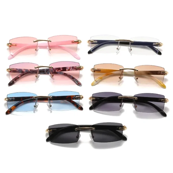 Trendy Punk Rectangle Sunglasses Men Women Fashion Rimless UV400 Shades Driving Sun Glasses Frameless Gradient Sunglasses - Image 2