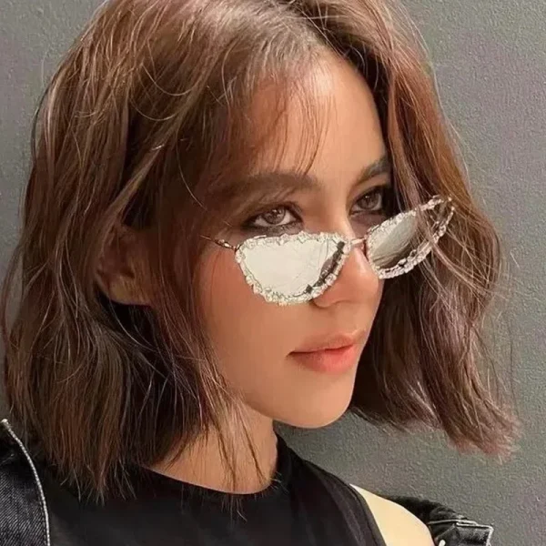 Sparkling Crystal Cat Eye Sunglasses Women Rhinestone Diamond Party Eyewear Ladies Bling Shades for Women - Image 2