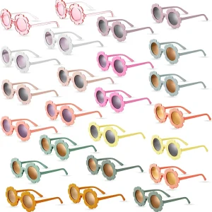 Round Flower Sunglasses Girls Flower Glasses Cute Outdoor Beach Eyewear for Kids Children Sunglasses Bulk Custom Logo