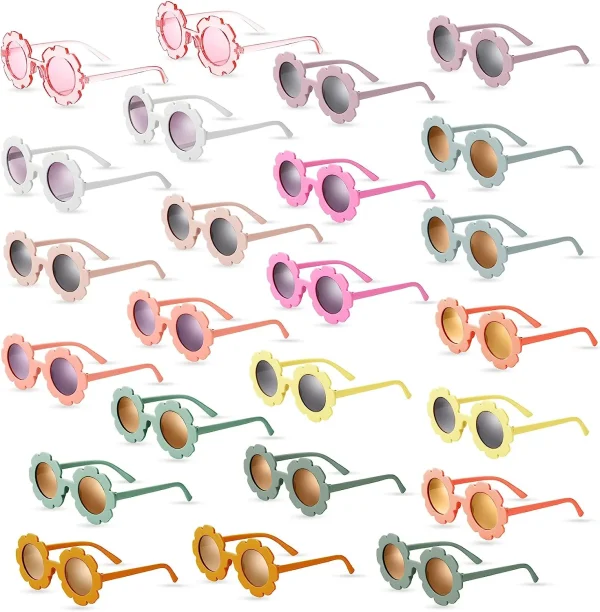 Round Flower Sunglasses Girls Flower Glasses Cute Outdoor Beach Eyewear for Kids Children Sunglasses Bulk Custom Logo
