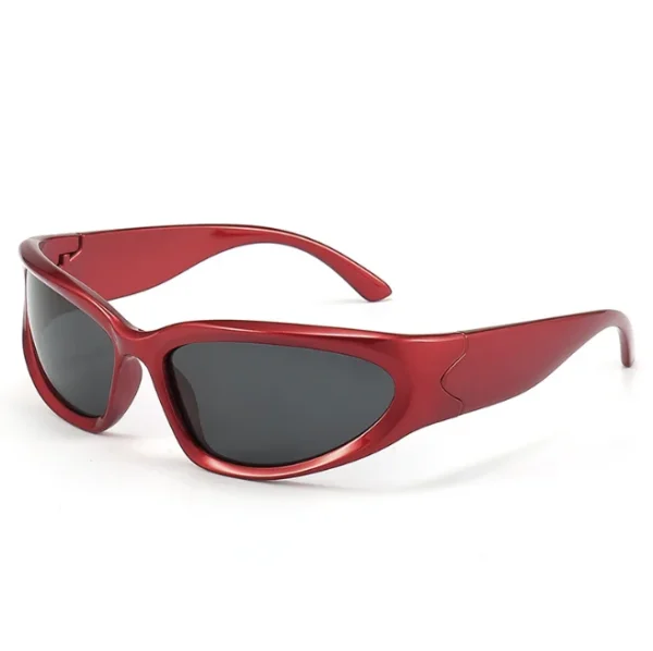 Y2K Wrap Around Fashion Sunglasses for Women Men Oval Dark Futuristic Sun Glasses UV400 Outdoor Sport  Polarized Sunglasses - Image 4