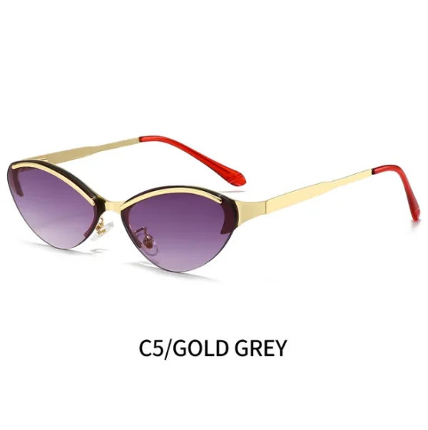 Retro Half Frame Cat Eye Sunglasses Women Vintage Cateye Female Gradient Shades UV400 Eyewear Ladies - Image 5