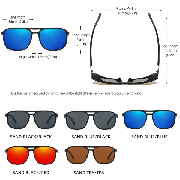Lmamba 503 Custom Square Punk Style Polarized Sun Glasses Outdoor Fishing Sunshade Driver Driving Safety Sunglasses Men UV400 - Image 3
