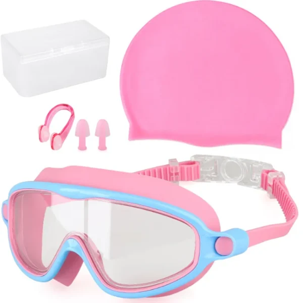 2025 Wholesale Children Kid Competition Fashionable Sports Waterproof UV Protection Swim Goggles with Cap Set - Image 5