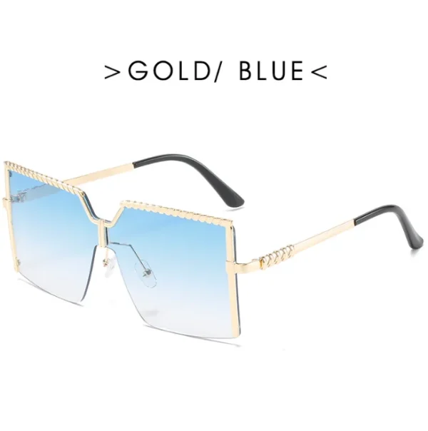 Oversized Square Sunglasses Women Men Vintage Metal Frame Sun Glasses  One Piece Rimless Eyewear Shades - Image 2
