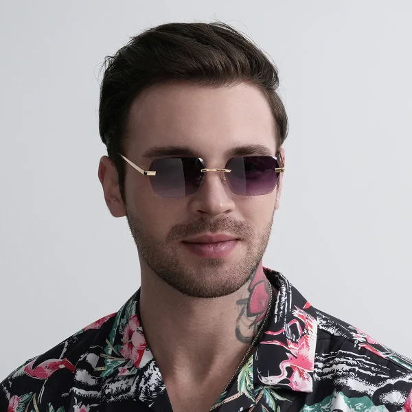 Lmamba 21582 Europe Hot Selling Cut-edge  High Quality Metal Sunglasses Men UV400 Gradient Shades Rimless Sun Glasses 2025 - Image 2