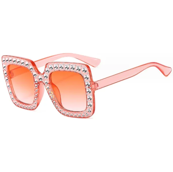 Large Jeweled Sunglasses for Children Crystal Bling Studded Oversized Square Frame Kids Shades Sunglasses - Image 3