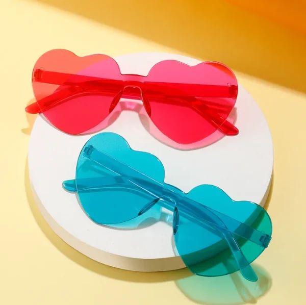Kids Heart Sunglasses Heart Shaped Sunglasses Wholesale Red Sun Glasses Heart 2023 Candy Color Sunglasses Rimless - Image 2