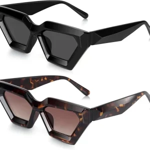 Vintage Cat Eye Sunglasses Women Men Cool Polygon Futuristic Sun Glasses UV400 Protection Shades Fashion Eyewear