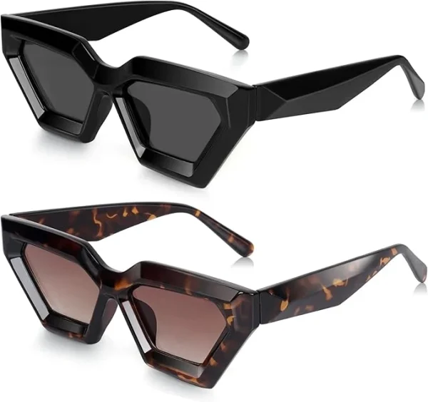 Vintage Cat Eye Sunglasses Women Men Cool Polygon Futuristic Sun Glasses UV400 Protection Shades Fashion Eyewear