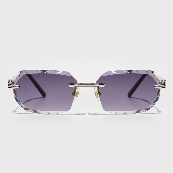 LMA 2164 Luxury Metal Women Eyewear UV400 Gradient Blue Lens Diamond Cut Designer Rimless High Quality Man Sunglasses - Image 5