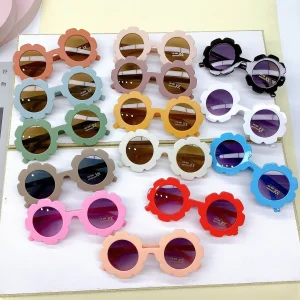 F202 Vintage Cute Kids Girl Sunglasses Round Flower Baby Children Uv400 Sun Glasses Girls Boys Fashion Sunglasses