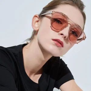 Women Men Vintage Round Sunglasses Flat Top Studded Frame Simple Sun Glasses Male Custom Logo Eyewear