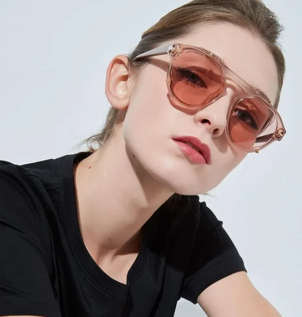 Women Men Vintage Round Sunglasses Flat Top Studded Frame Simple Sun Glasses Male Custom Logo Eyewear