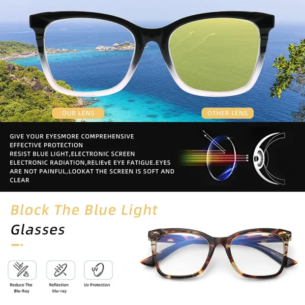 Lmamba Custom Luxury Designer Oversized Square Glasses Frames Fashion  Eyeglasses Blue Light Blocking Reading Glasses - Image 4