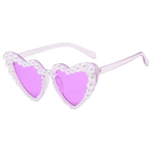 Outdoor Heart Sunglasses for Women UV400 Eyewear Beach Pearls Sun Glasses Heart Shaped Party Glasses Shades - Image 4
