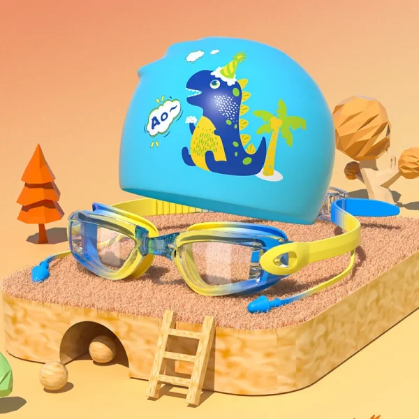 GD Popular Child Swim Suit Styles Anti Fog for Swimming Goggles and Cap for Kids - Image 3